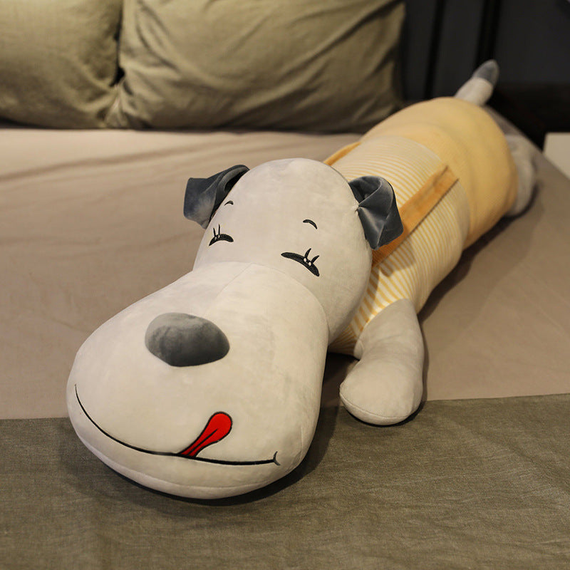 Large Plush Lying Dog Pillow - Soft Long Body Stuffed Animal for Sleeping - Perfect Gift for Girls