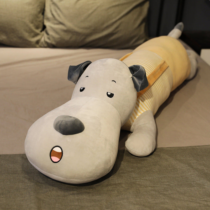 Large Plush Lying Dog Pillow - Soft Long Body Stuffed Animal for Sleeping - Perfect Gift for Girls