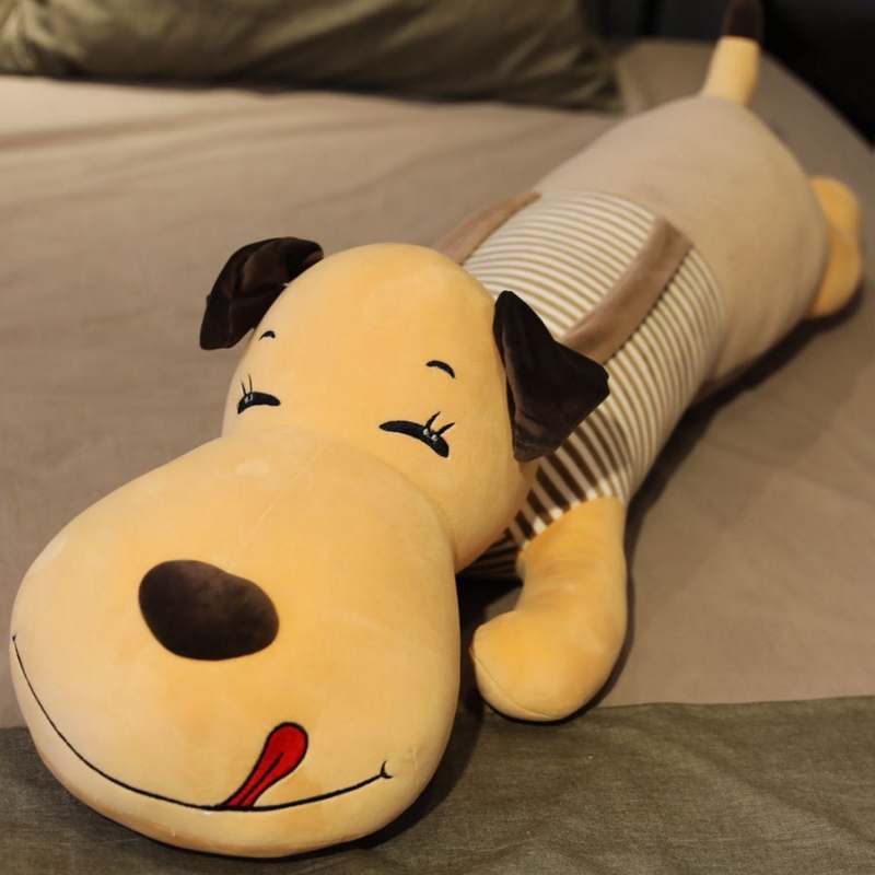 Large Plush Lying Dog Pillow - Soft Long Body Stuffed Animal for Sleeping - Perfect Gift for Girls