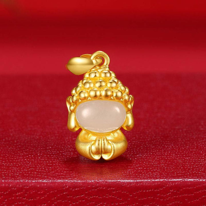 925 Silver Natural Hetian Jade Baby Buddha Pendant