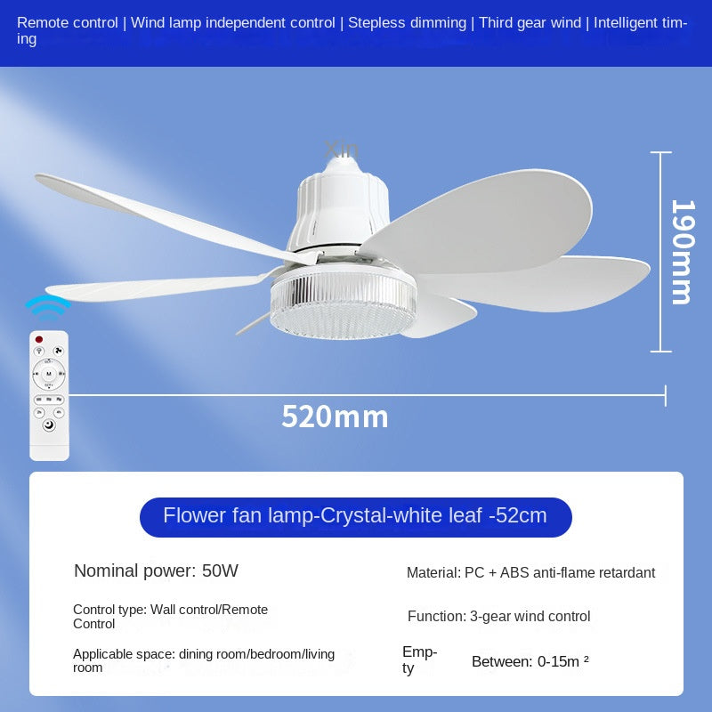 Remote Control LED Ceiling Fan Light - Silent, Adjustable Speed and Brightness, E27 Base Oscillating Fan Bulb