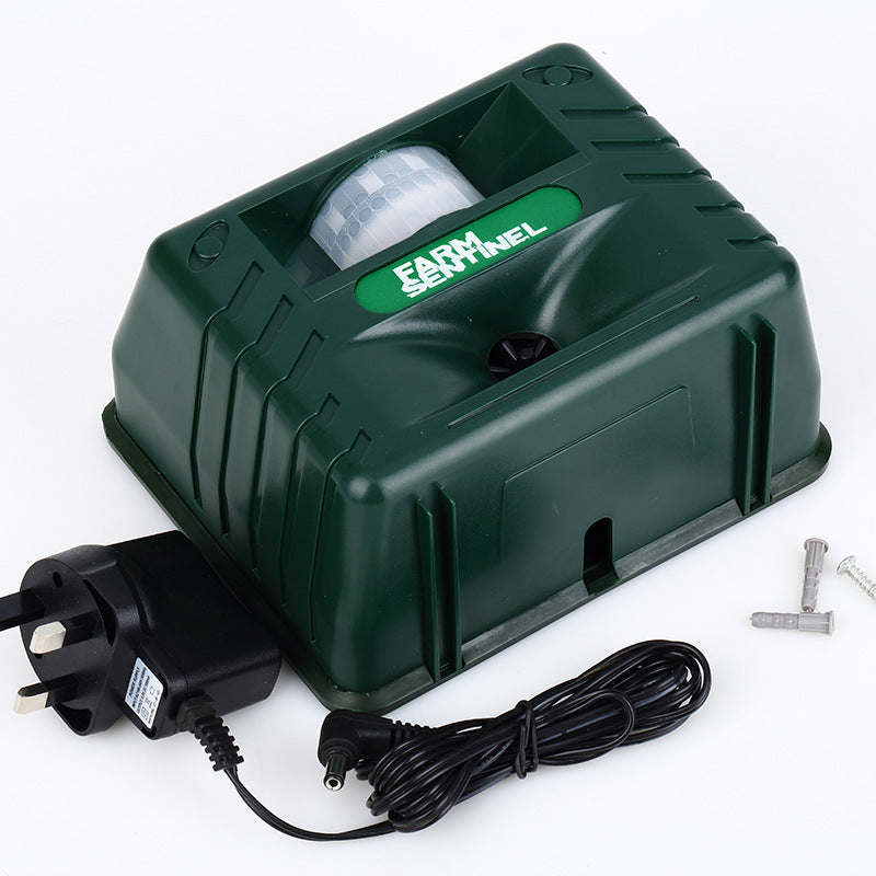 Ultrasonic Animal Repeller - Alarm Sound & Flashing Light, Outdoor Bird and Rodent Deterrent