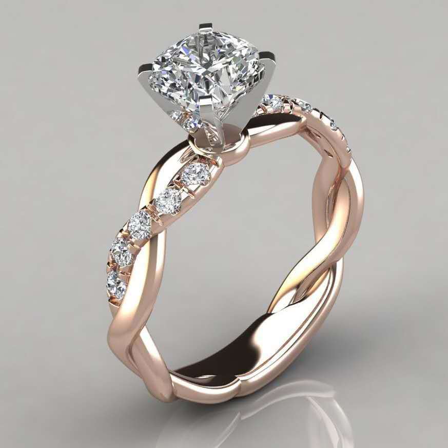 Hot-Selling 18K Rose Gold Princess-Cut Diamond Engagement Ring - European Style