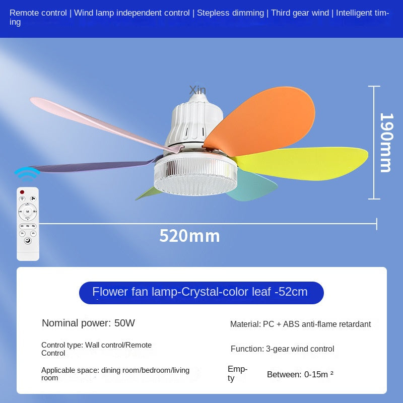 Remote Control LED Ceiling Fan Light - Silent, Adjustable Speed and Brightness, E27 Base Oscillating Fan Bulb