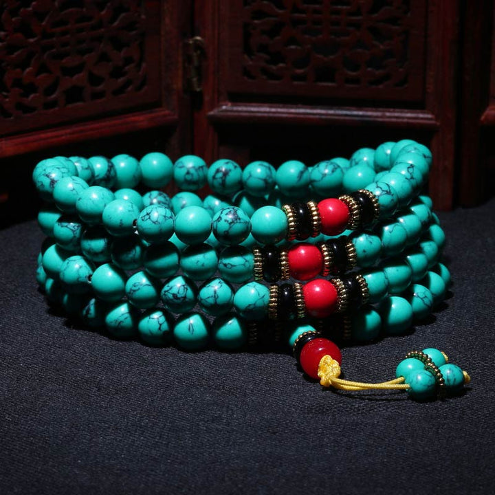 Tibetan Turquoise Healing Mala Bracelet