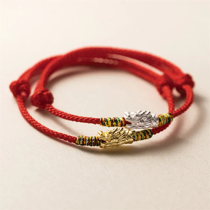 925 Sterling Silver Year of the Dragon Luck Strength Red Rope Bracelet