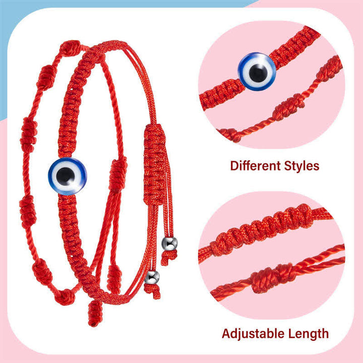 Evil Eye Seven Knot Red String Protection Bracelet