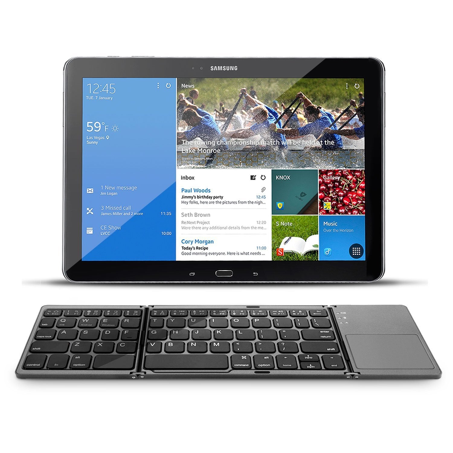 Foldable Bluetooth Keyboard - Mini Wireless Portable Slim Design with C-Type Charging and Integrated Touchpad Mouse