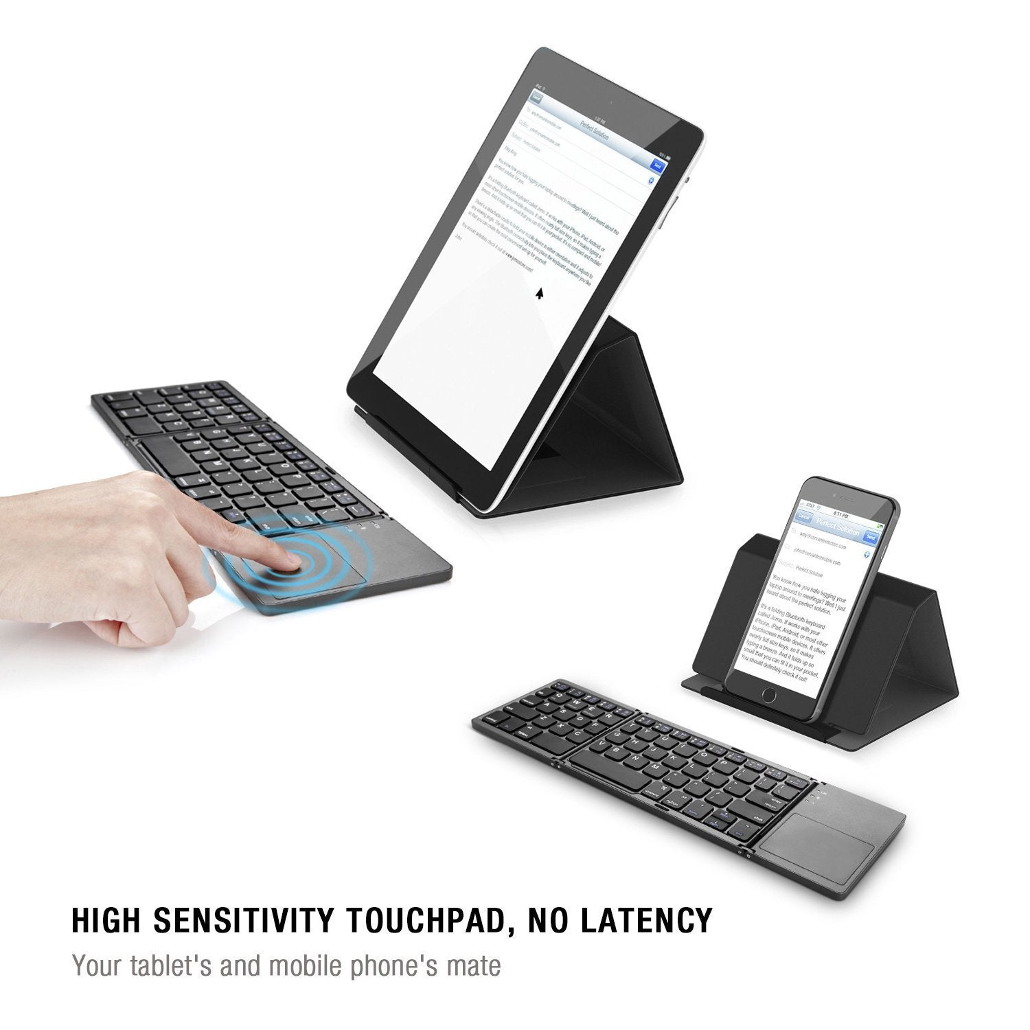 Foldable Bluetooth Keyboard - Mini Wireless Portable Slim Design with C-Type Charging and Integrated Touchpad Mouse