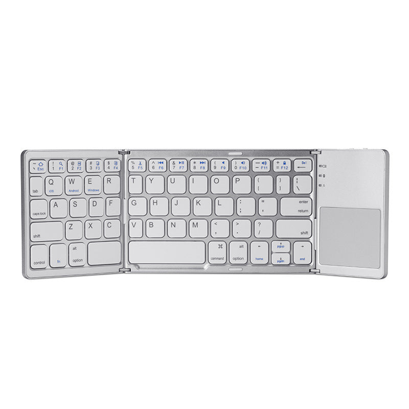 Foldable Bluetooth Keyboard - Mini Wireless Portable Slim Design with C-Type Charging and Integrated Touchpad Mouse