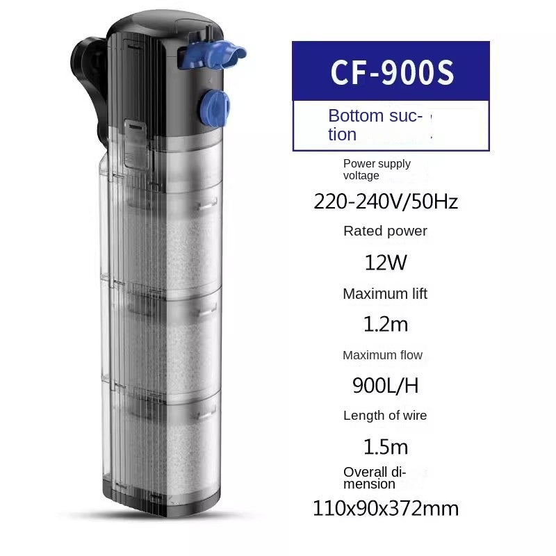 Aquarium Filter - 3-in-1 Internal Water Circulation, Self-Cleaning Sub