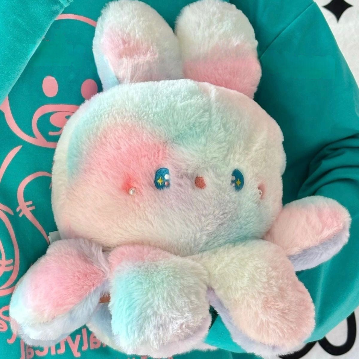 Flip Rainbow Octopus Rabbit Plush Toy Gradient Octopus Doll Grab Machine Doll Pillow Birthday Gift