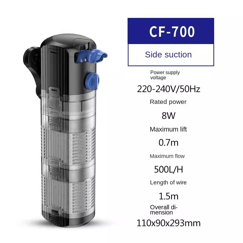 Aquarium Filter - 3-in-1 Internal Water Circulation, Self-Cleaning Sub