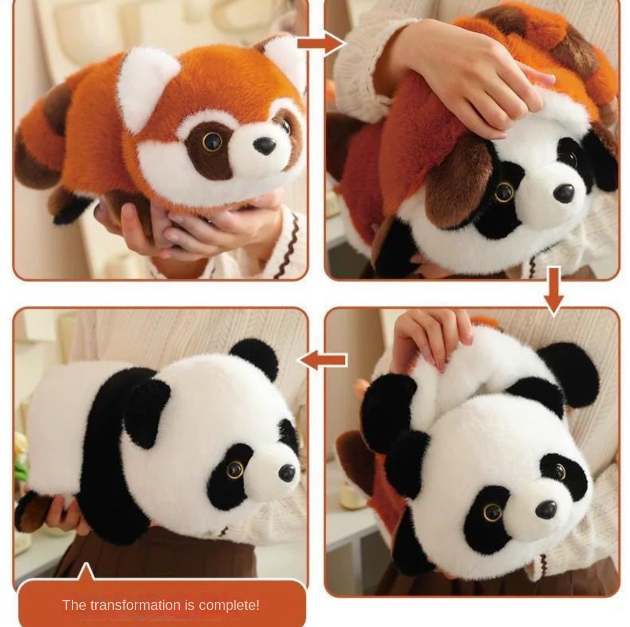 Reversible Panda Plush Toy - Cute Transforming Stuffed Animal