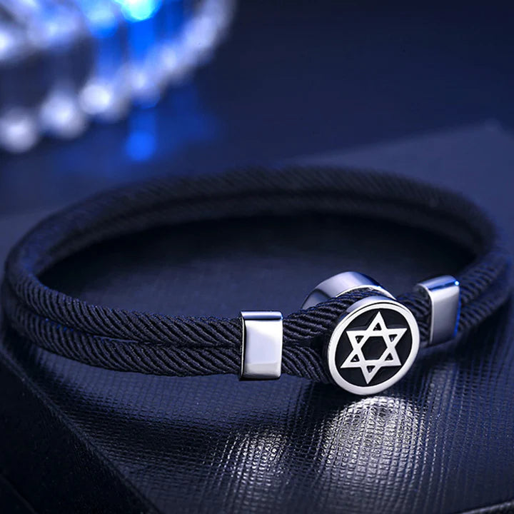 925 Sterling Silver Star of David Calm Balance String Bracelet