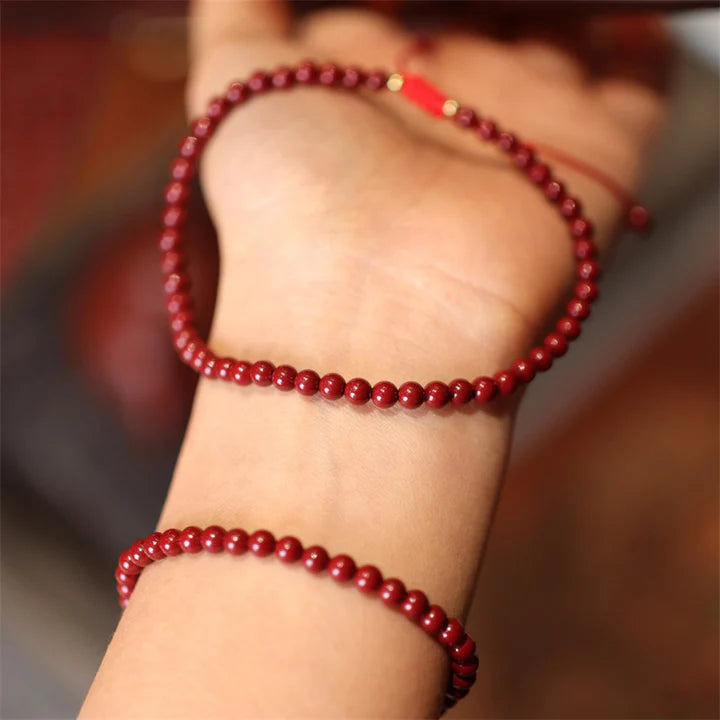 Natural Cinnabar Blessing Red String Braided Bracelet Anklet