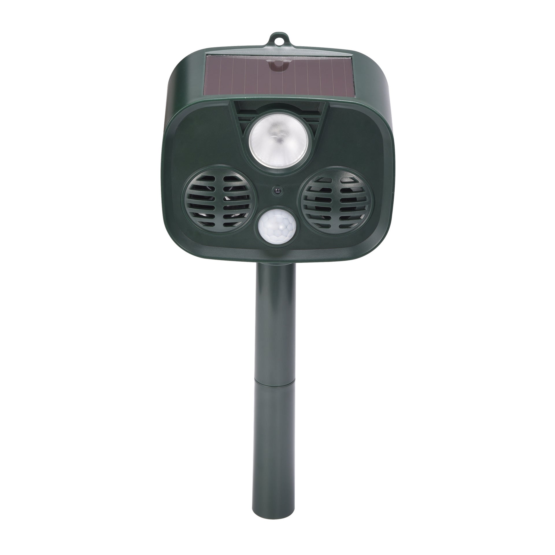 Solar Ultrasonic Animal Repeller - Outdoor Pest Deterrent with LED Flashing and Anti-Theft Alarm