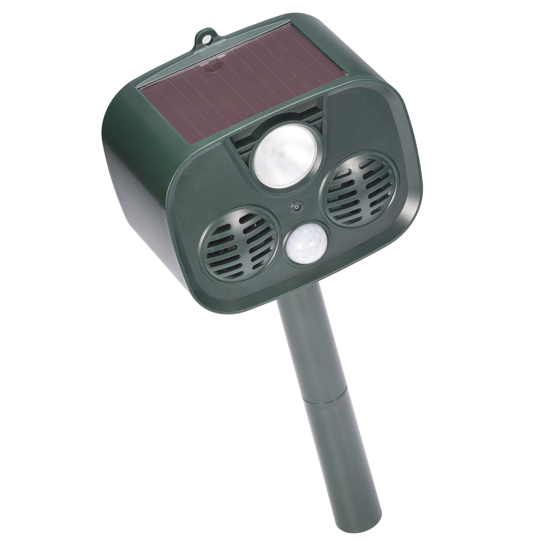 Solar Ultrasonic Animal Repeller - Outdoor Pest Deterrent with LED Flashing and Anti-Theft Alarm