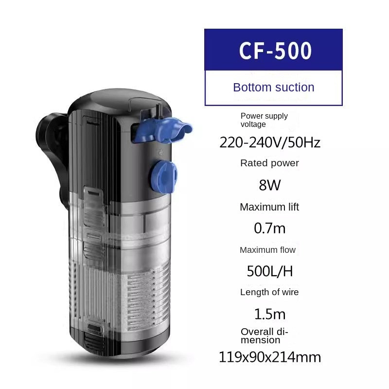 Aquarium Filter - 3-in-1 Internal Water Circulation, Self-Cleaning Sub