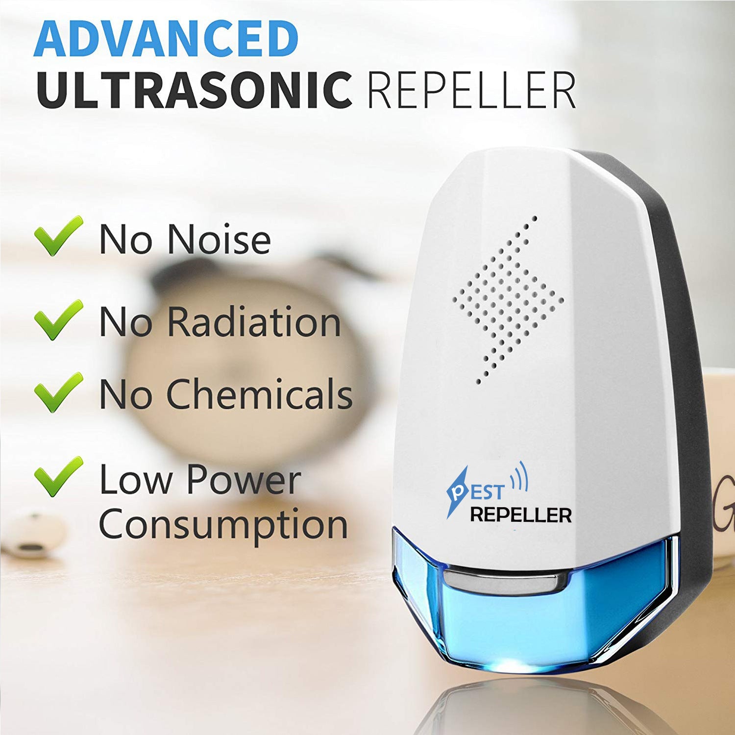 Ultrasonic Pest Repeller with Night Light - Electronic Device for Mice, Mosquitoes, and Insects