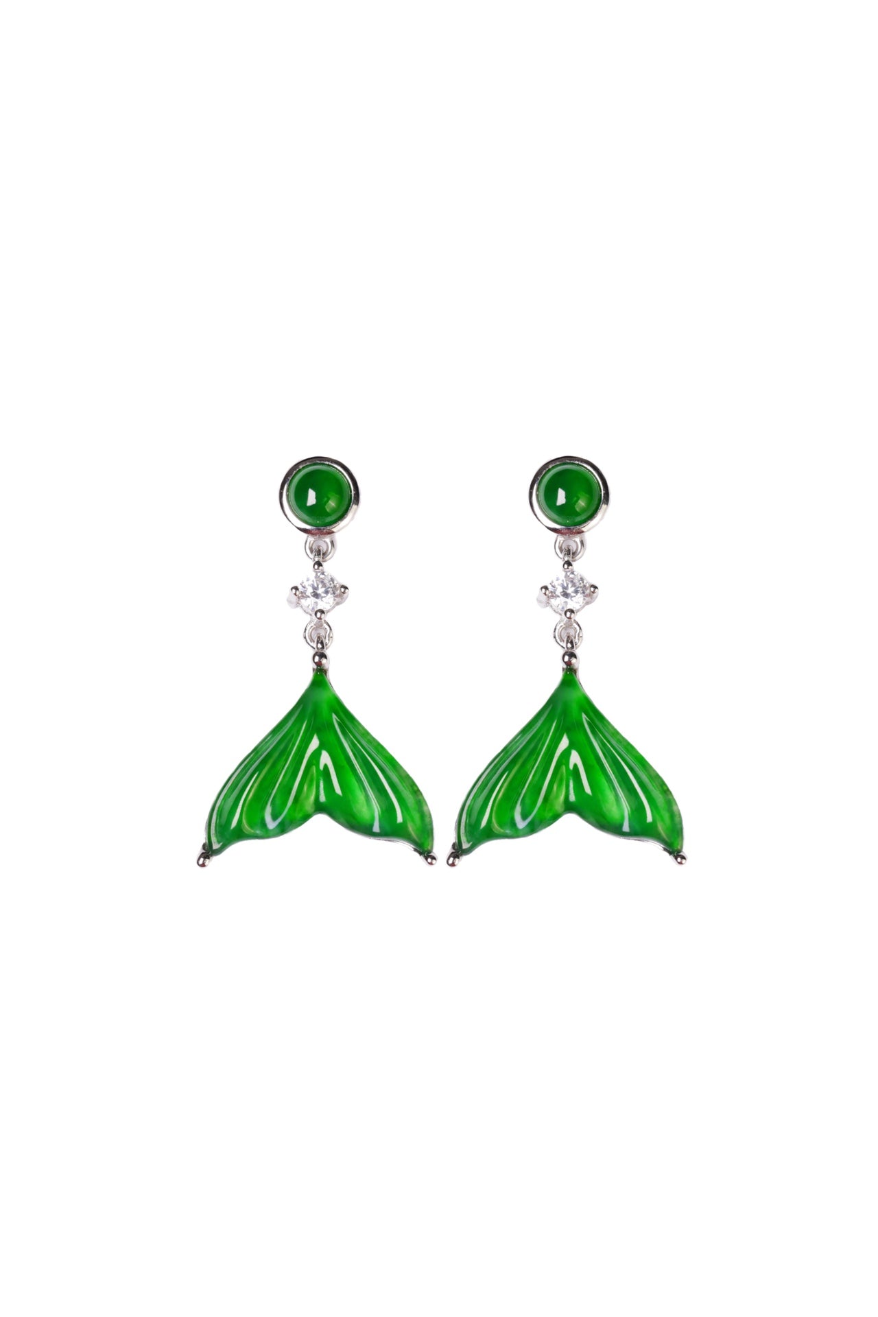 Brocade Earrings  S925 Silver  Jade