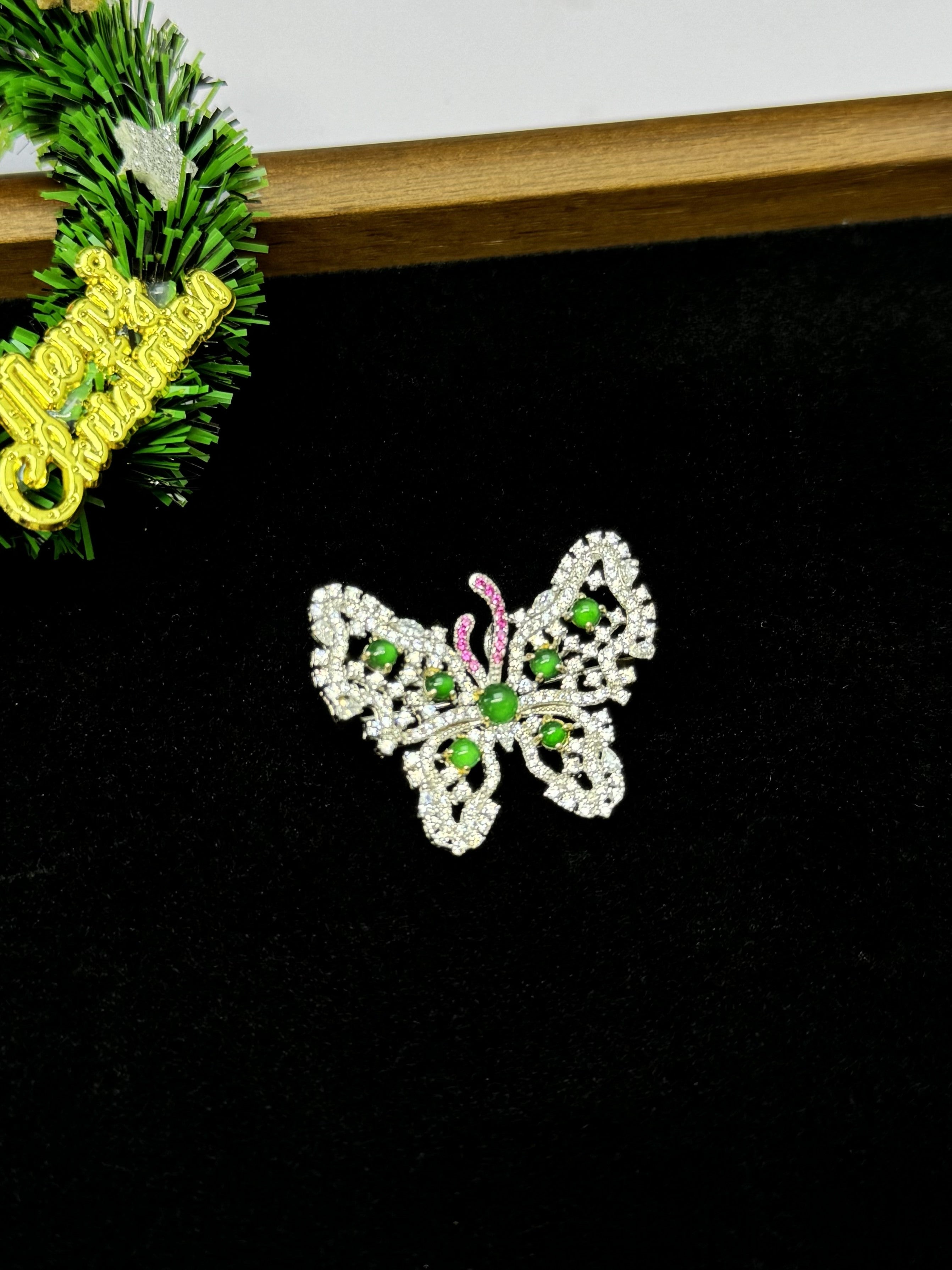 Diamond-Studded Butterfly Brooch