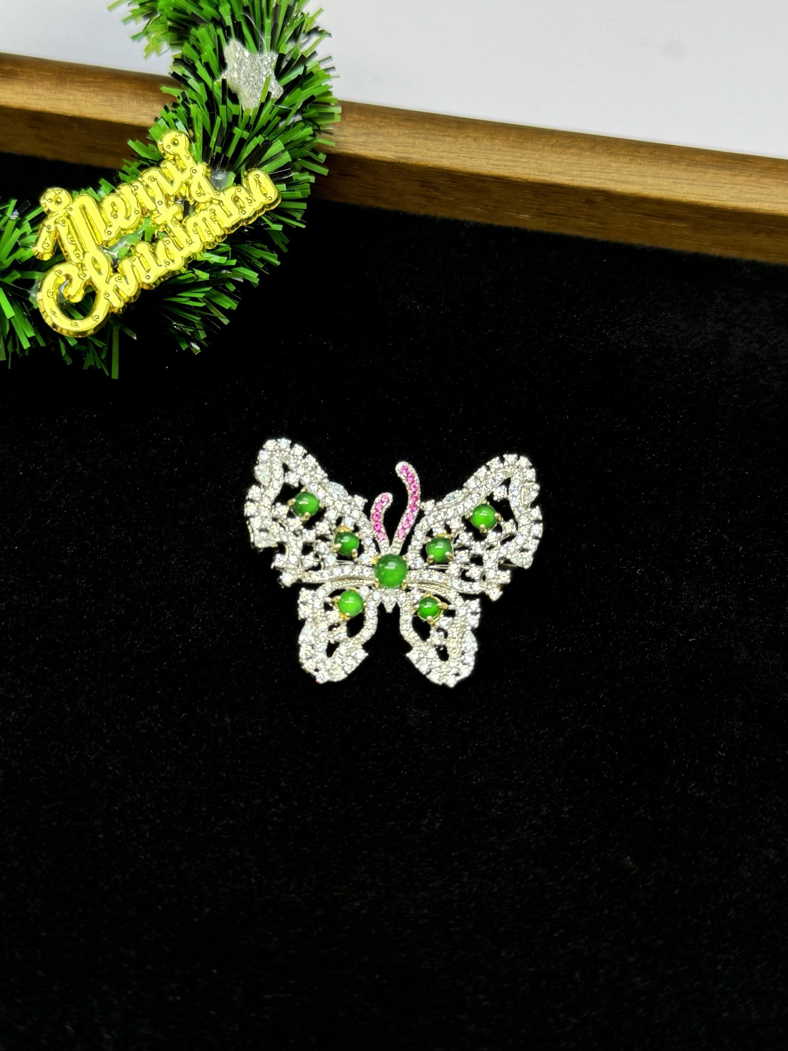 Diamond-Studded Butterfly Brooch