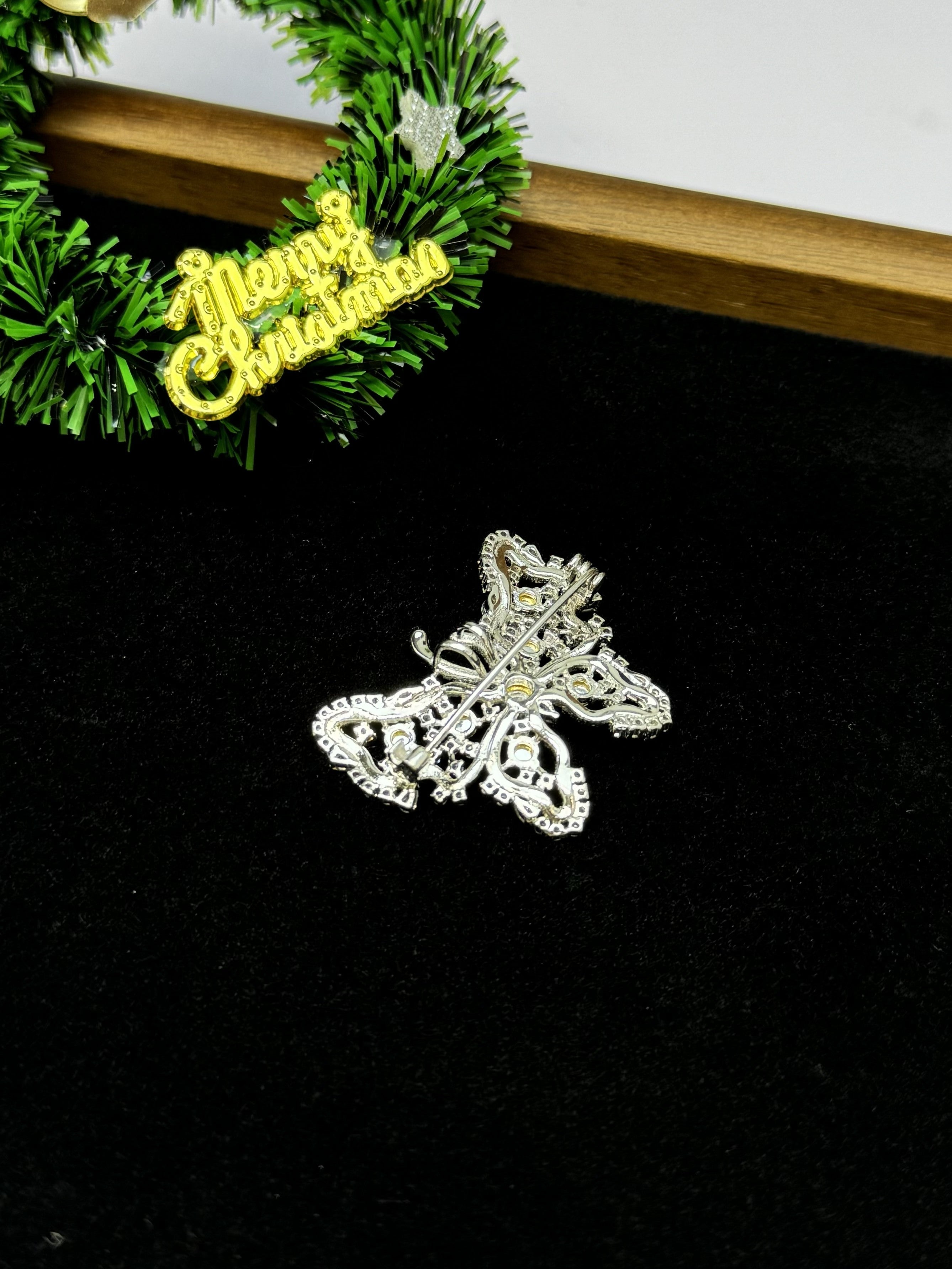 Diamond-Studded Butterfly Brooch