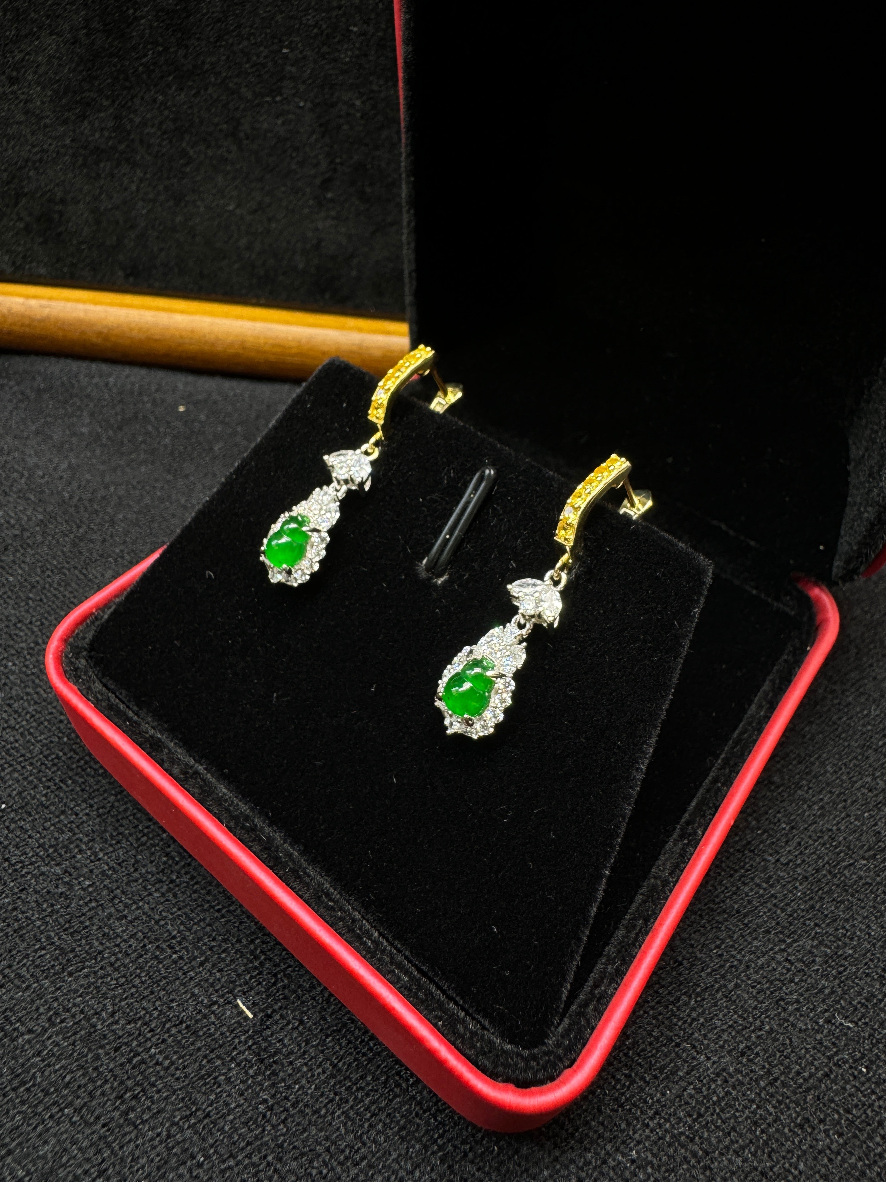 Diamond-Encrusted Gourd Pendant Drop Earrings