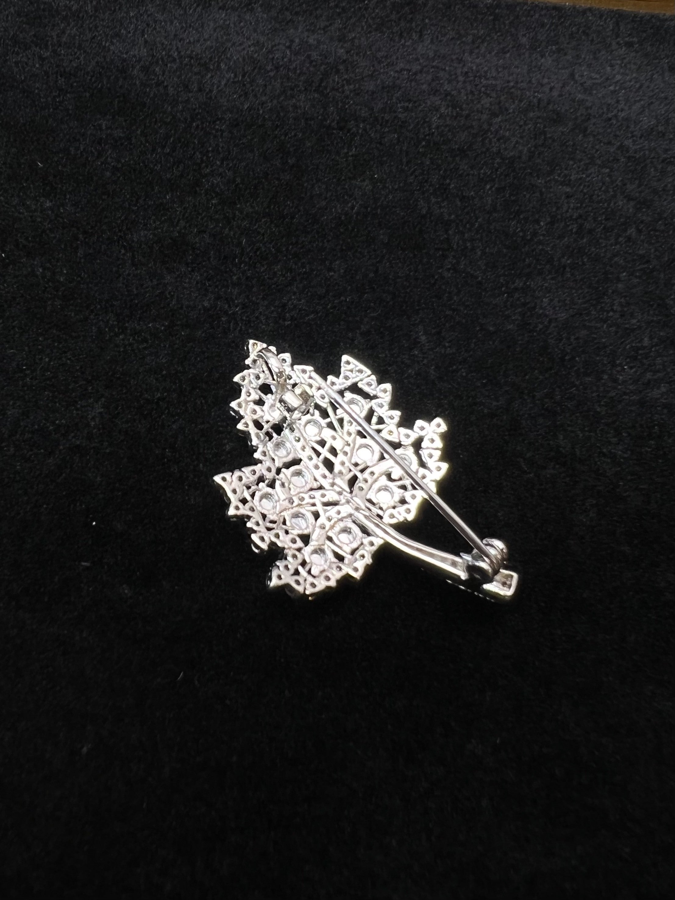 Sterling Silver Diamond-Accented Leaf Brooch