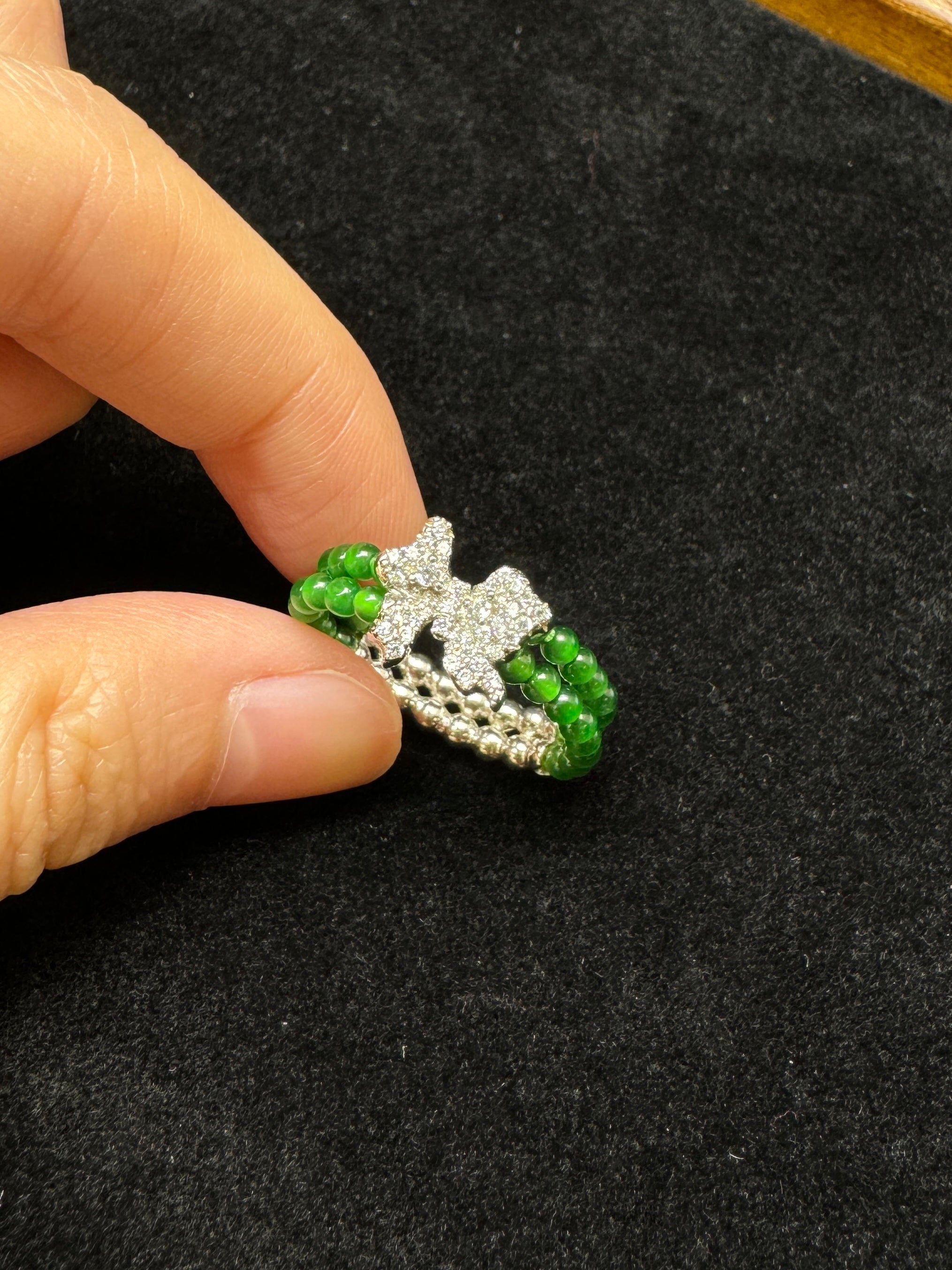 Jade Bead Butterfly Ring