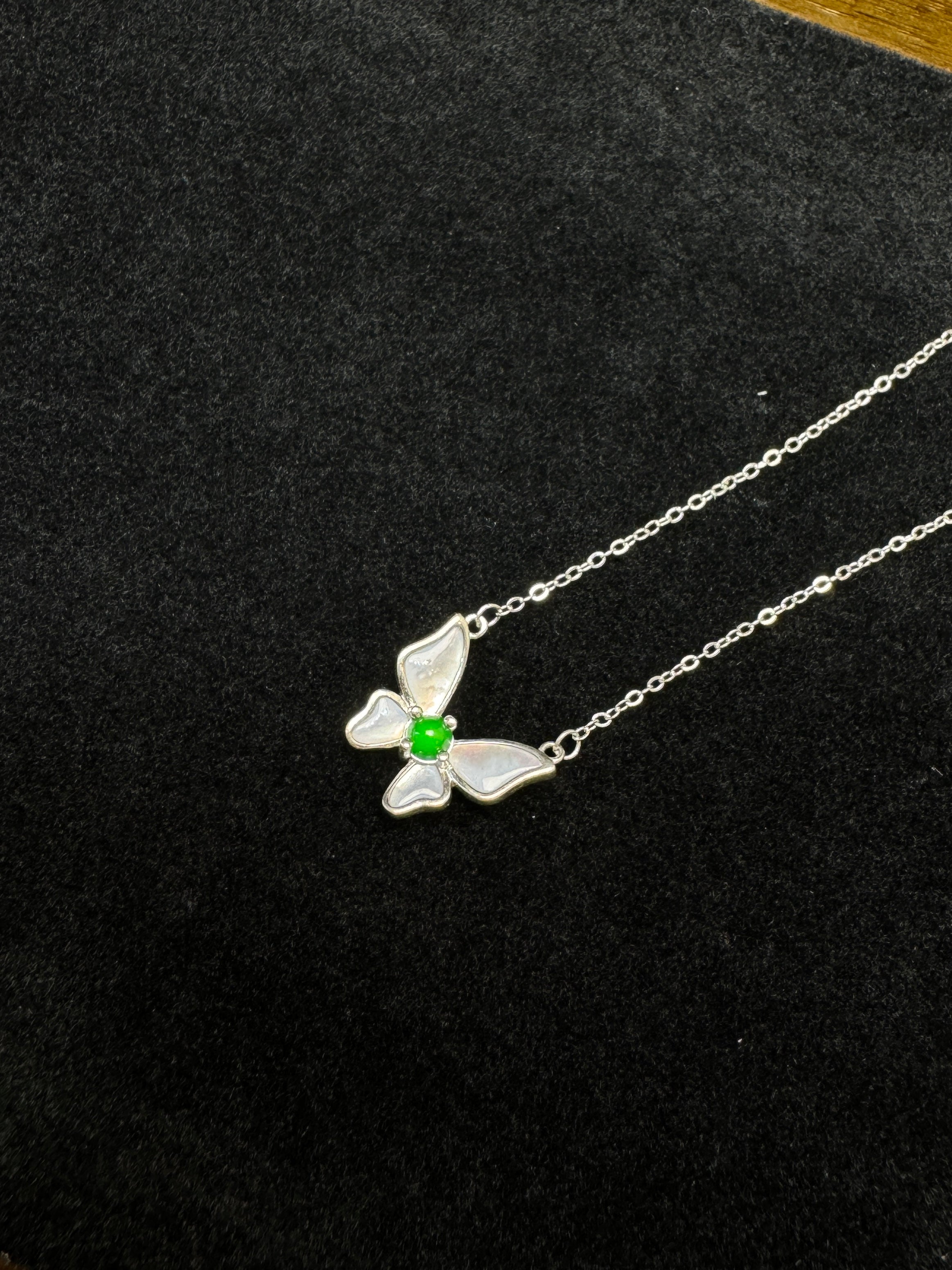 Icy Jade Butterfly Chain Necklace