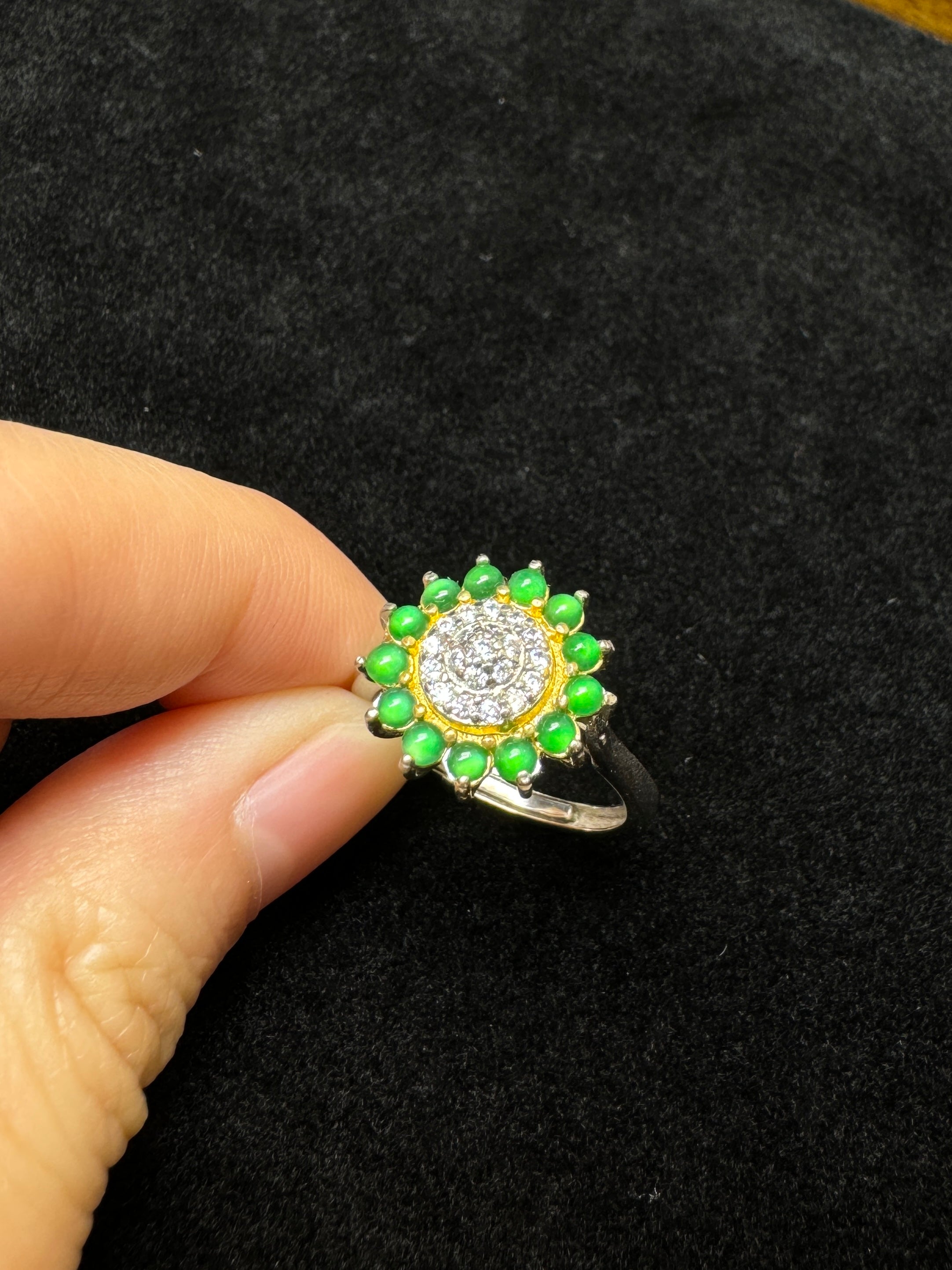 Flower-Shaped Halo Ring