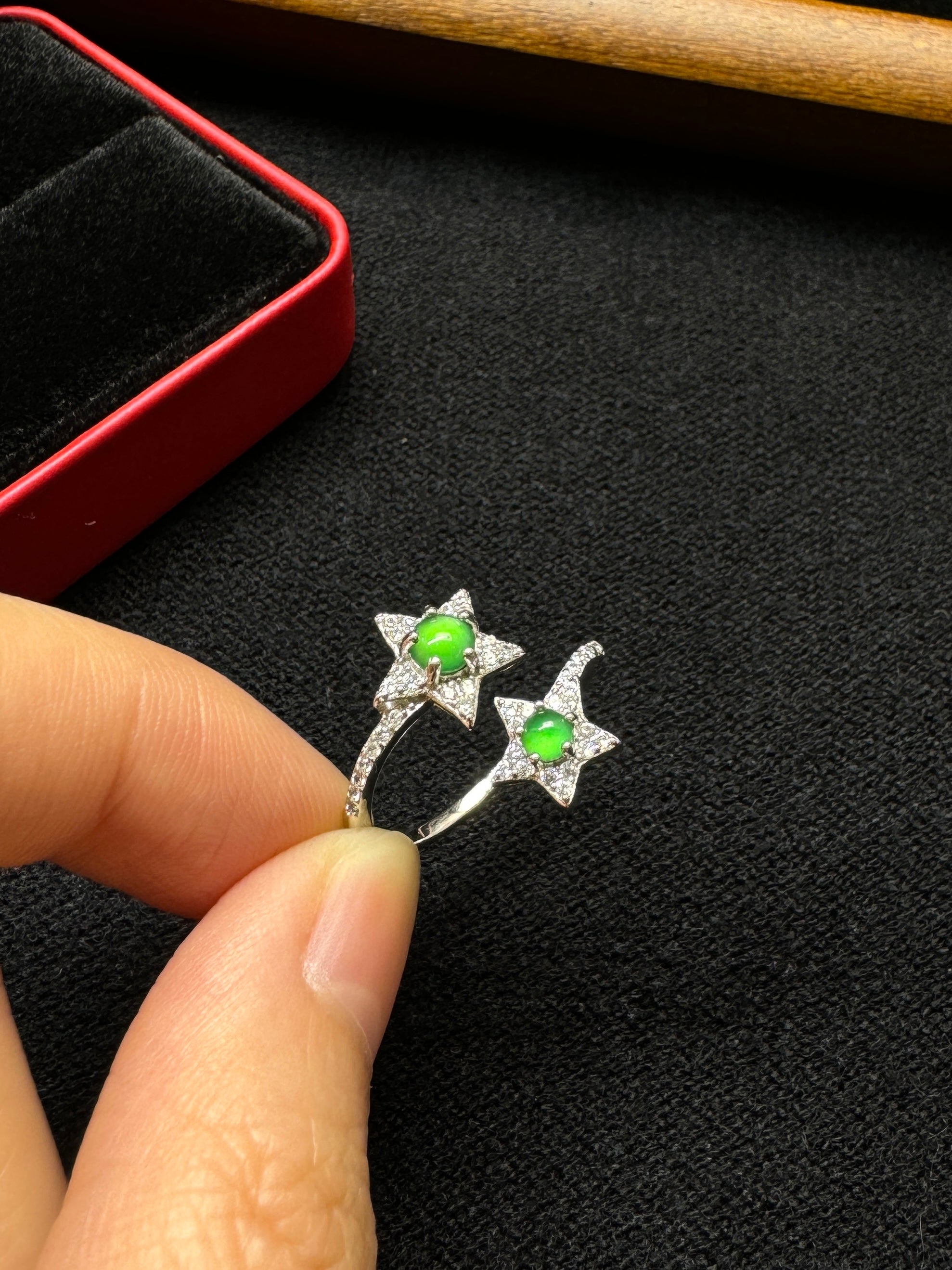 Double Star Diamond-Studded Ring