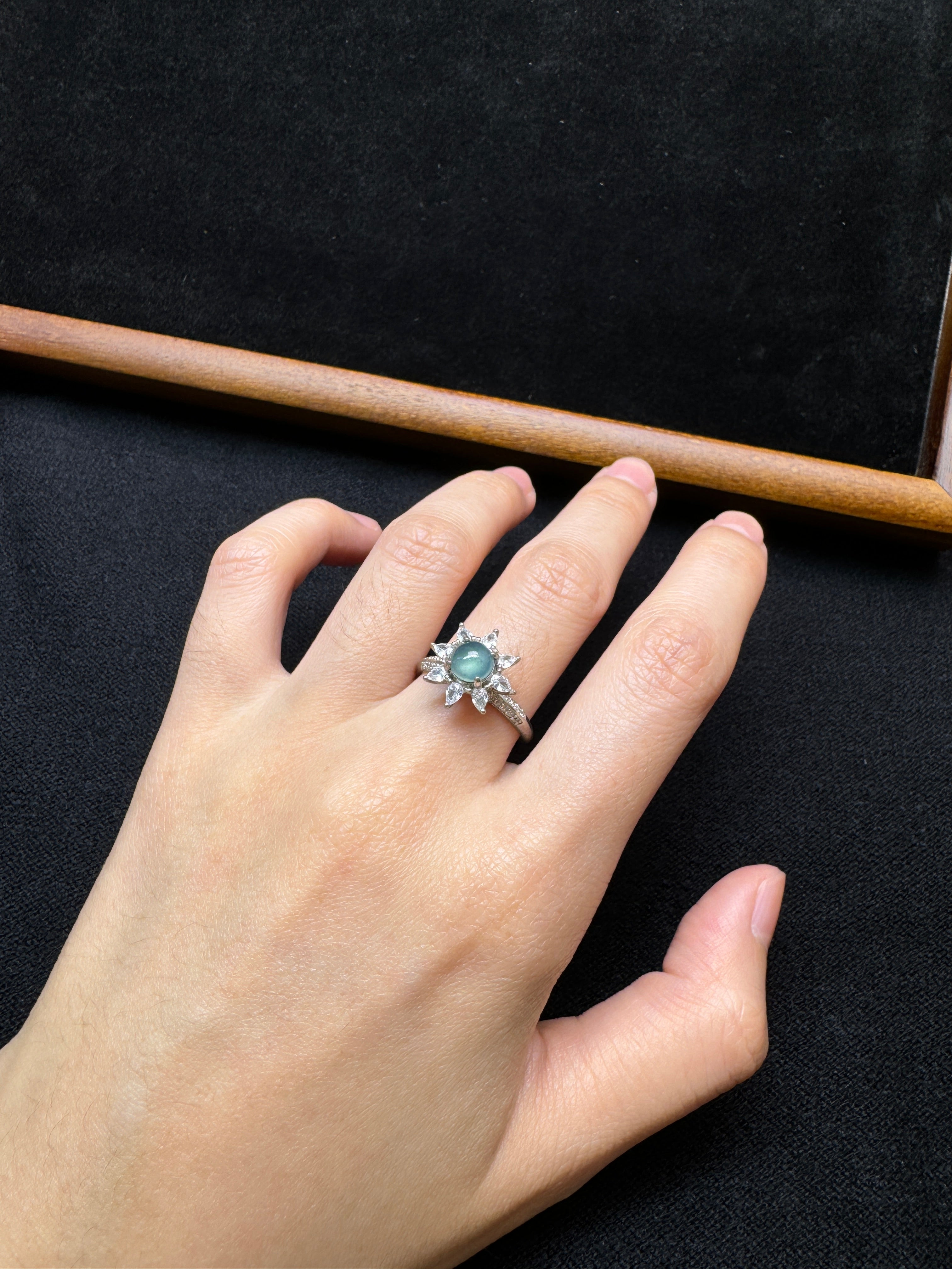 Icy Jade Flower Ring