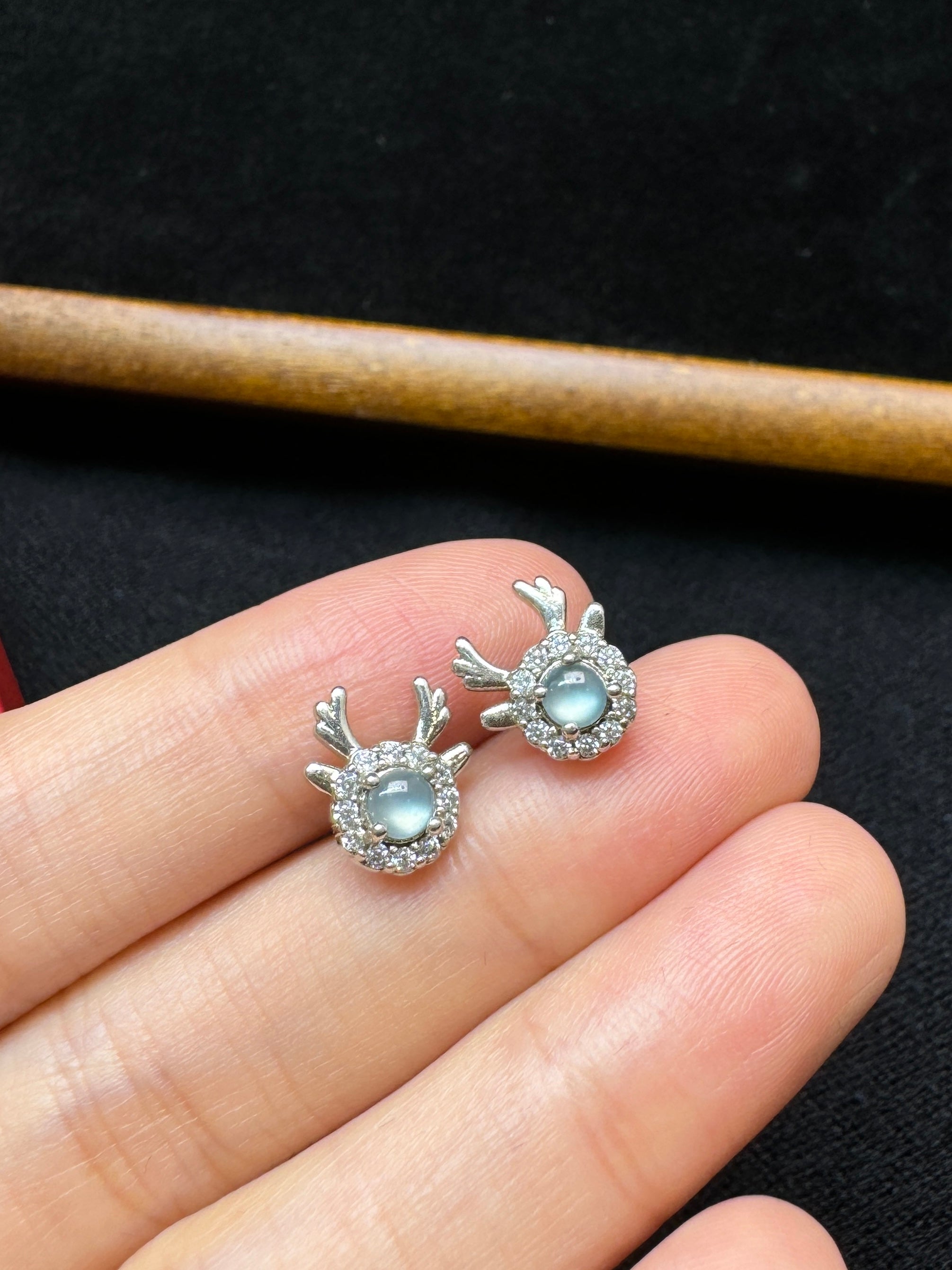 Christmas Reindeer Icy Jade Earrings