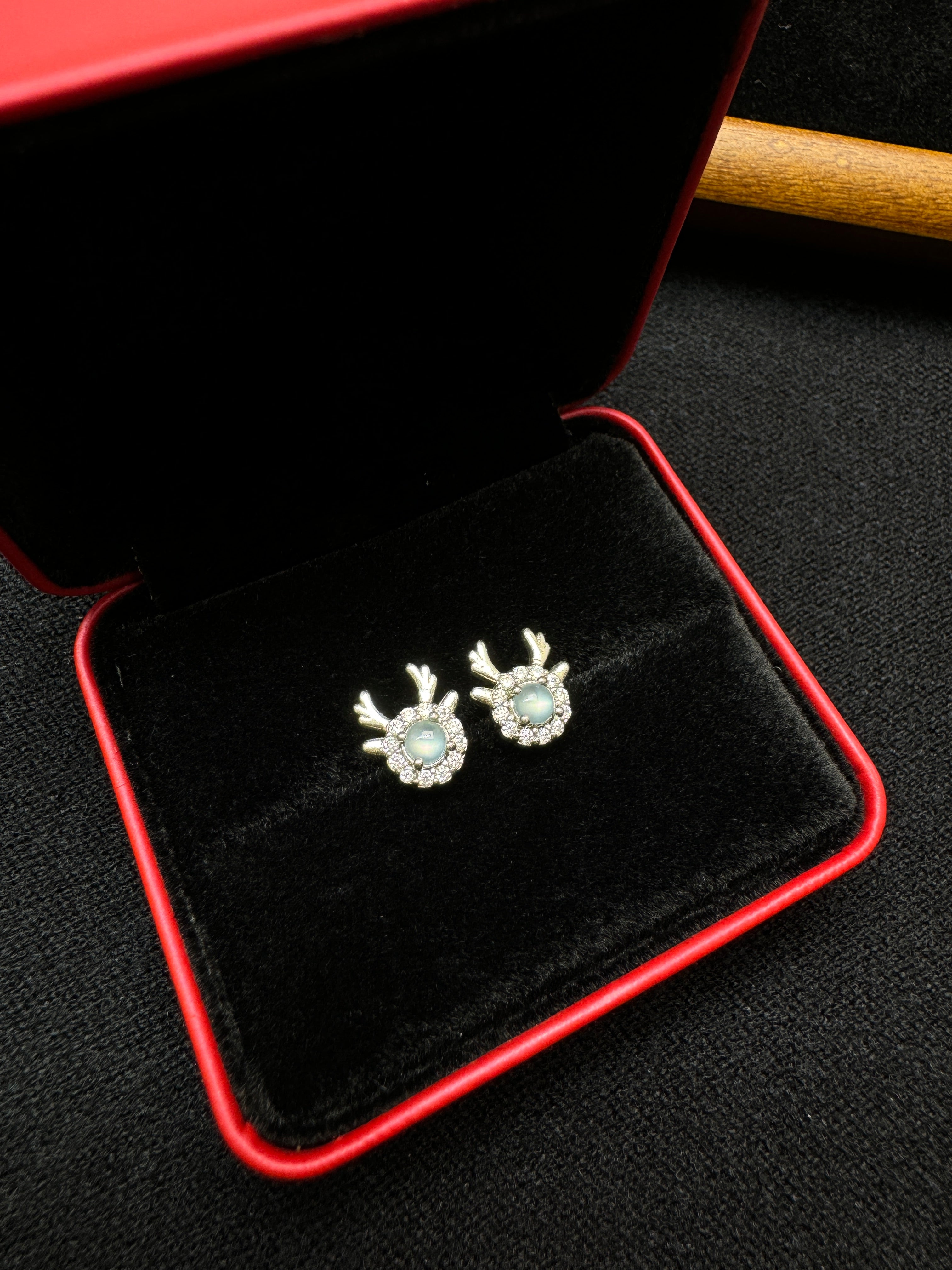 Christmas Reindeer Icy Jade Earrings