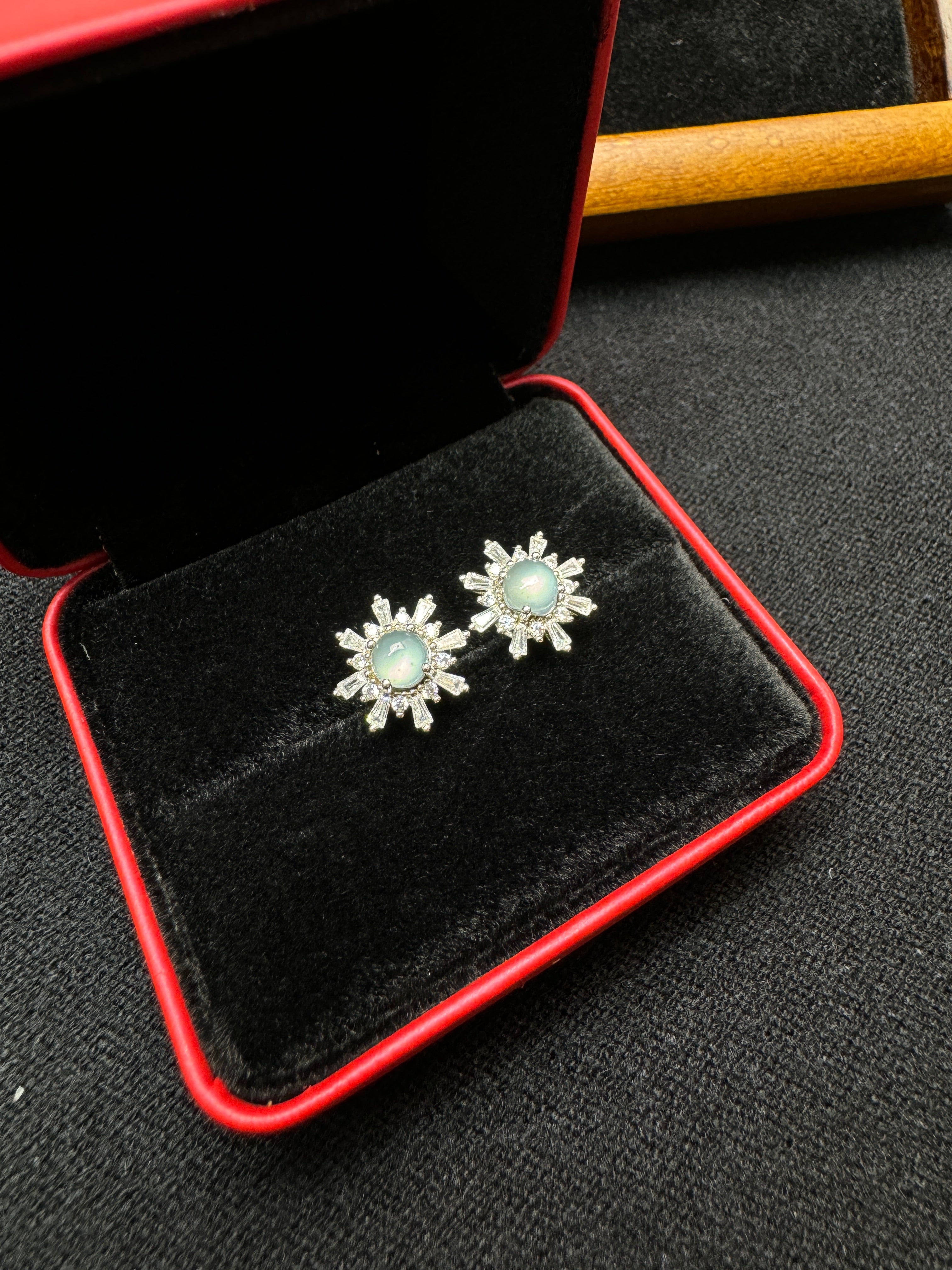 Icy Jade Snowflake Earrings