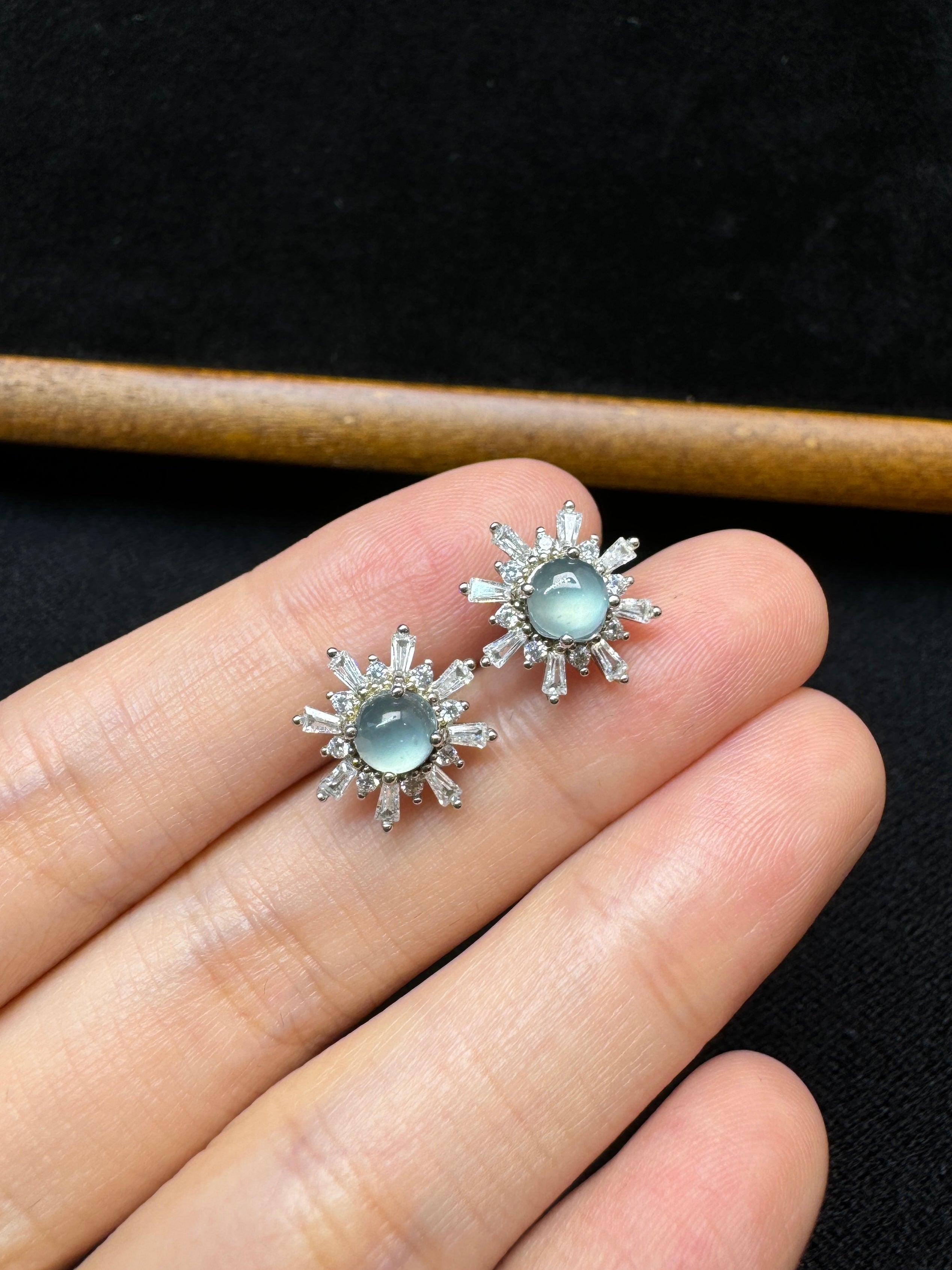 Icy Jade Snowflake Earrings