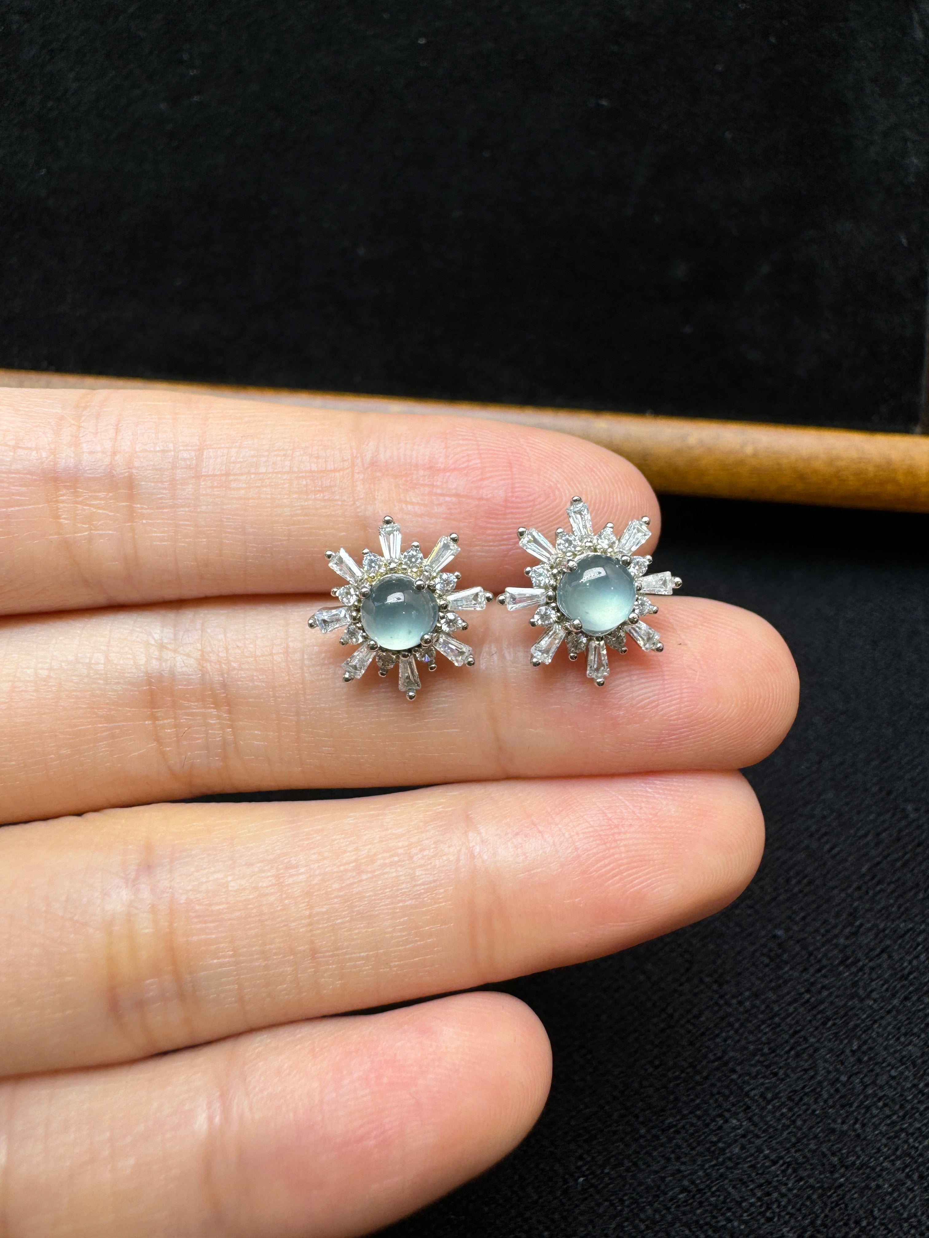 Icy Jade Snowflake Earrings