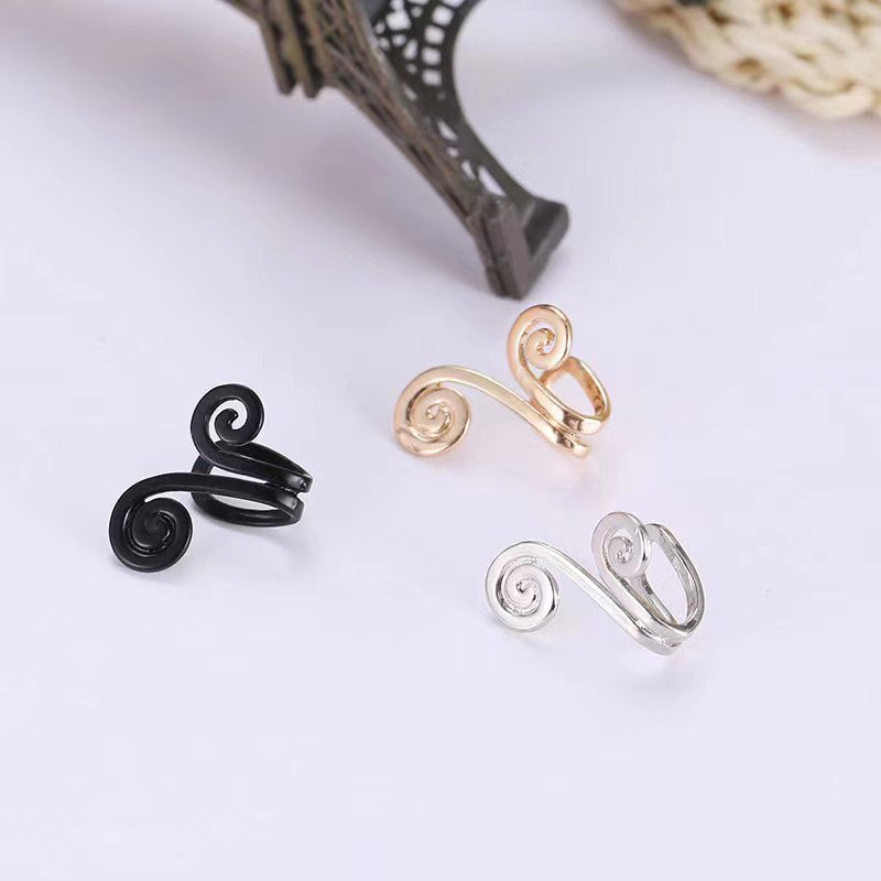 Personalized Minimalist Fashion Ear Cuffs - Black Mythical Wukong Flower Design Non-Pierced Ear Clamps