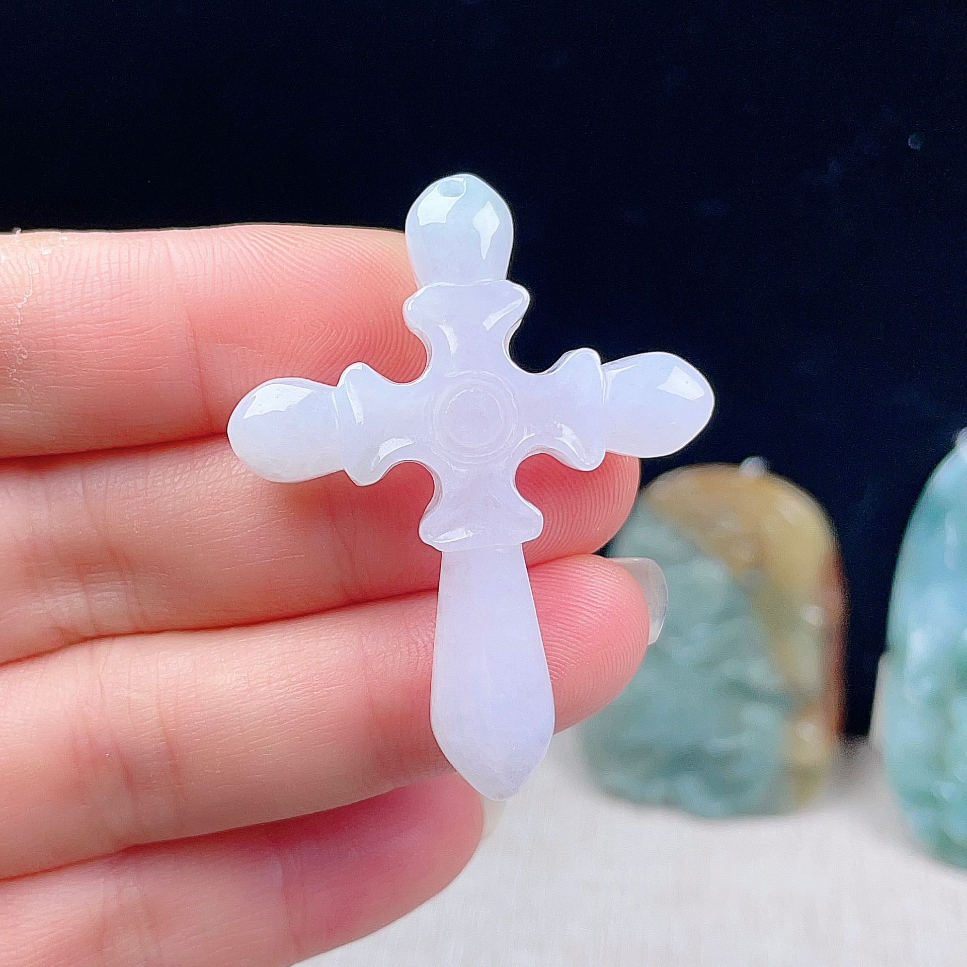 Myanmar Natural Jade Cross Pendant