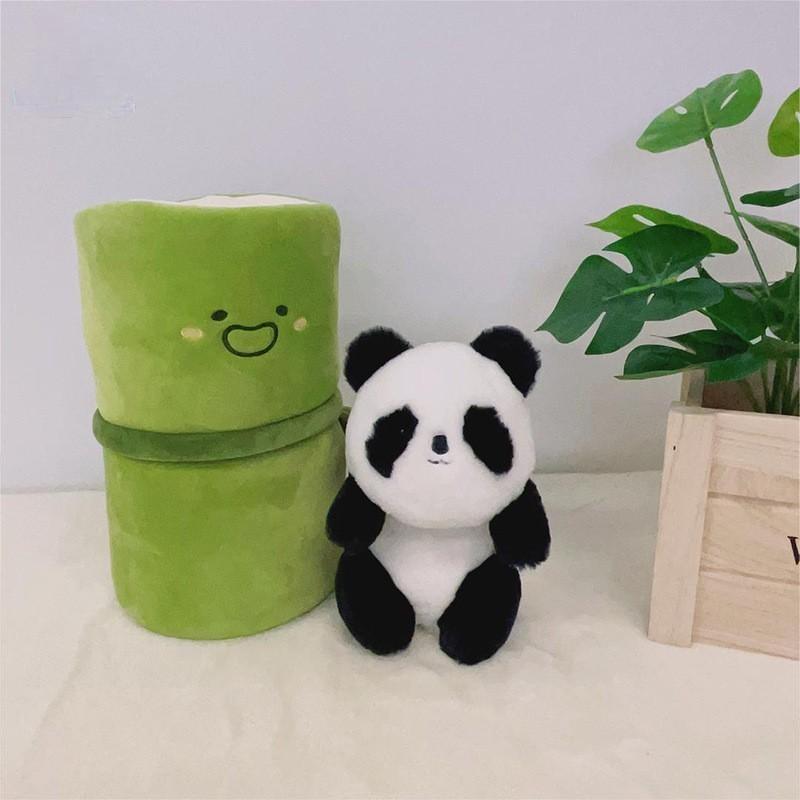 Bamboo Tube Panda Plush Toy - Adorable Panda Stuffed Animal and Pillow Gift