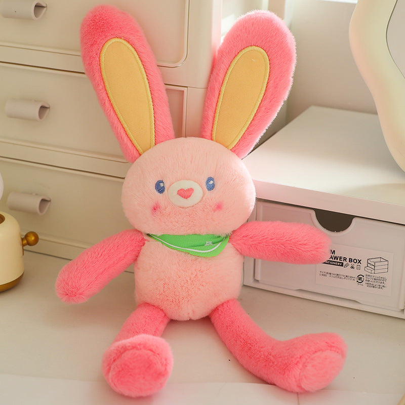 Dopamine Pull-String Rabbit Plush Keychain - Cute Bunny Plush Toy, Backpack Charm, and Heartfelt Gift