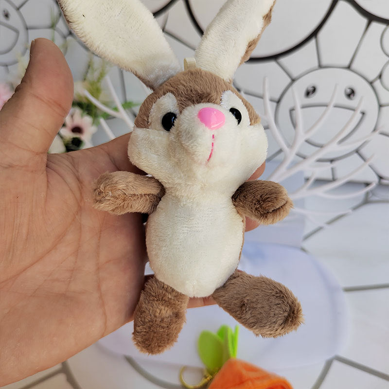 Cute Carrot Bunny Plush Keychain - Small Rabbit Stuffed Toy Bag Charm and Coin Purse