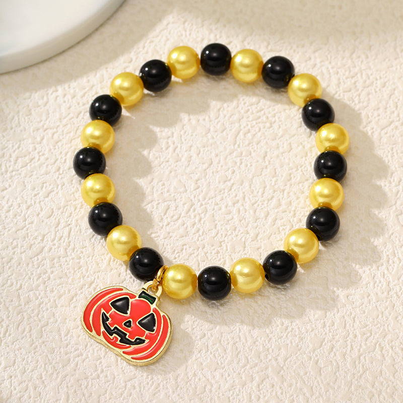 Handmade Halloween Beaded Bracelets - Pumpkin & Ghost Festival Orange Series, 10 Styles, New for September 2024