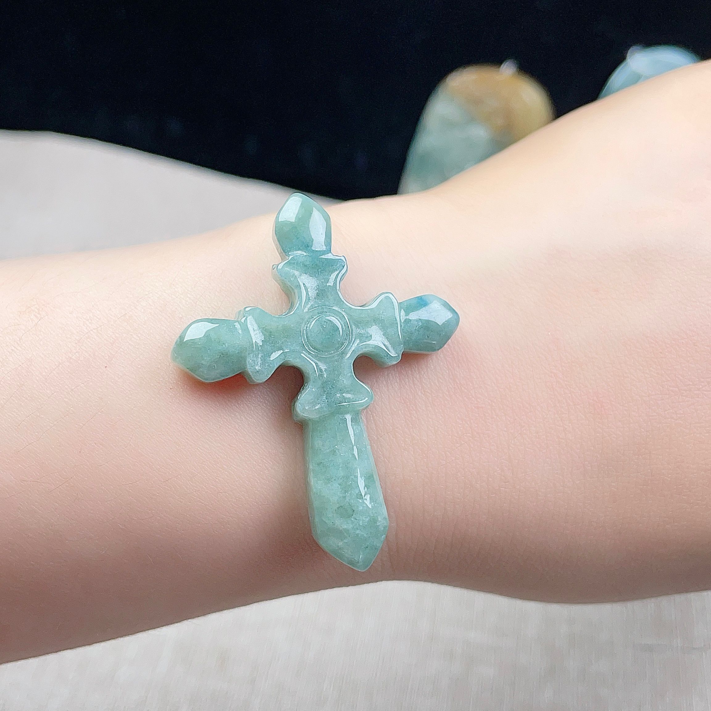 Myanmar Natural Jade Cross Pendant