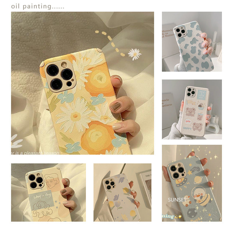 Fresh oil painting flowers for iPhone Apple series mobile phone case