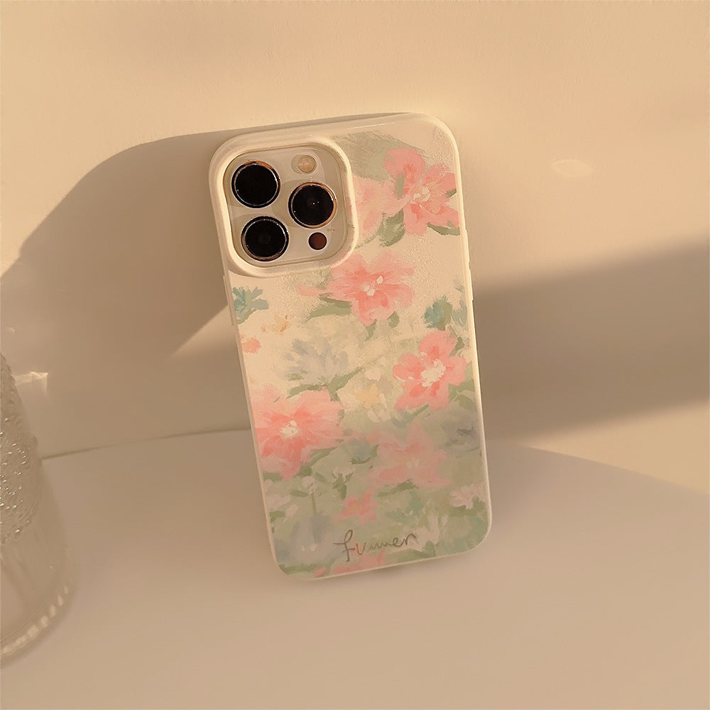 Oil painting garden mobile phone case silicone material suitable for Apple series