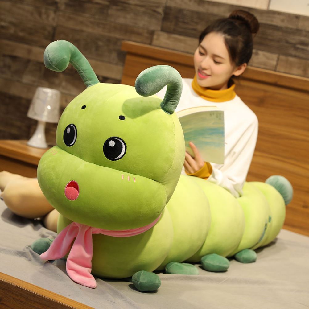 Adorable Caterpillar Plush Body Pillow - Long Stuffed Animal Doll for Girls - 4 Color Options